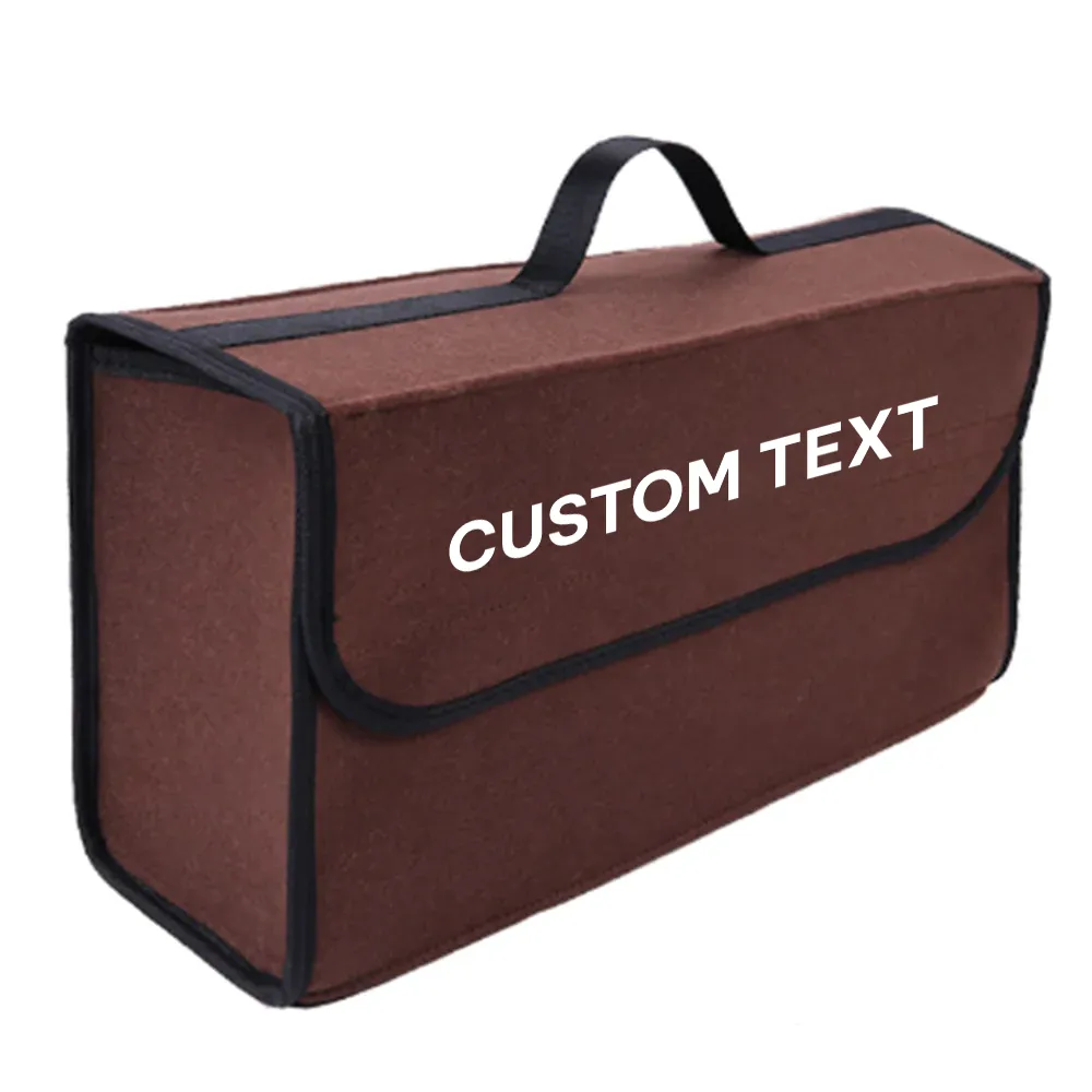 Custom Text For Soft Felt Car Bag Organizer, Compatible with All Cars, Folding Car Storage Box Non Slip Fireproof Car Trunk Organizer NS12990