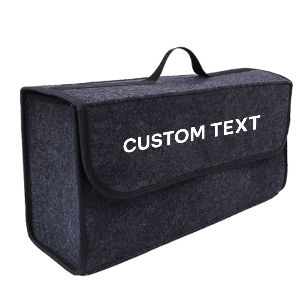 Custom Text For Soft Felt Car Bag Organizer, Compatible with All Cars, Folding Car Storage Box Non Slip Fireproof Car Trunk Organizer NS12990