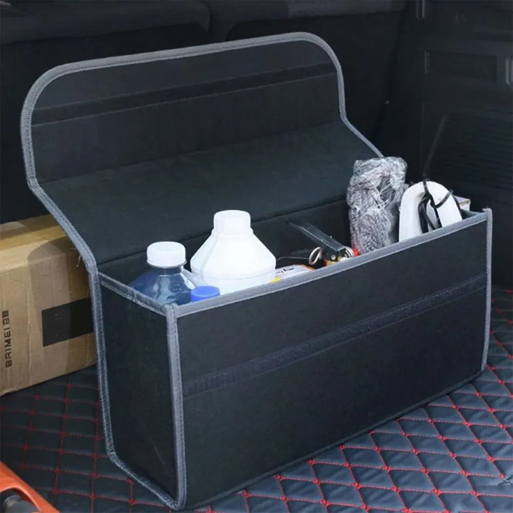 Custom Text For Soft Felt Car Bag Organizer, Compatible with All Cars, Folding Car Storage Box Non Slip Fireproof Car Trunk Organizer NS12990