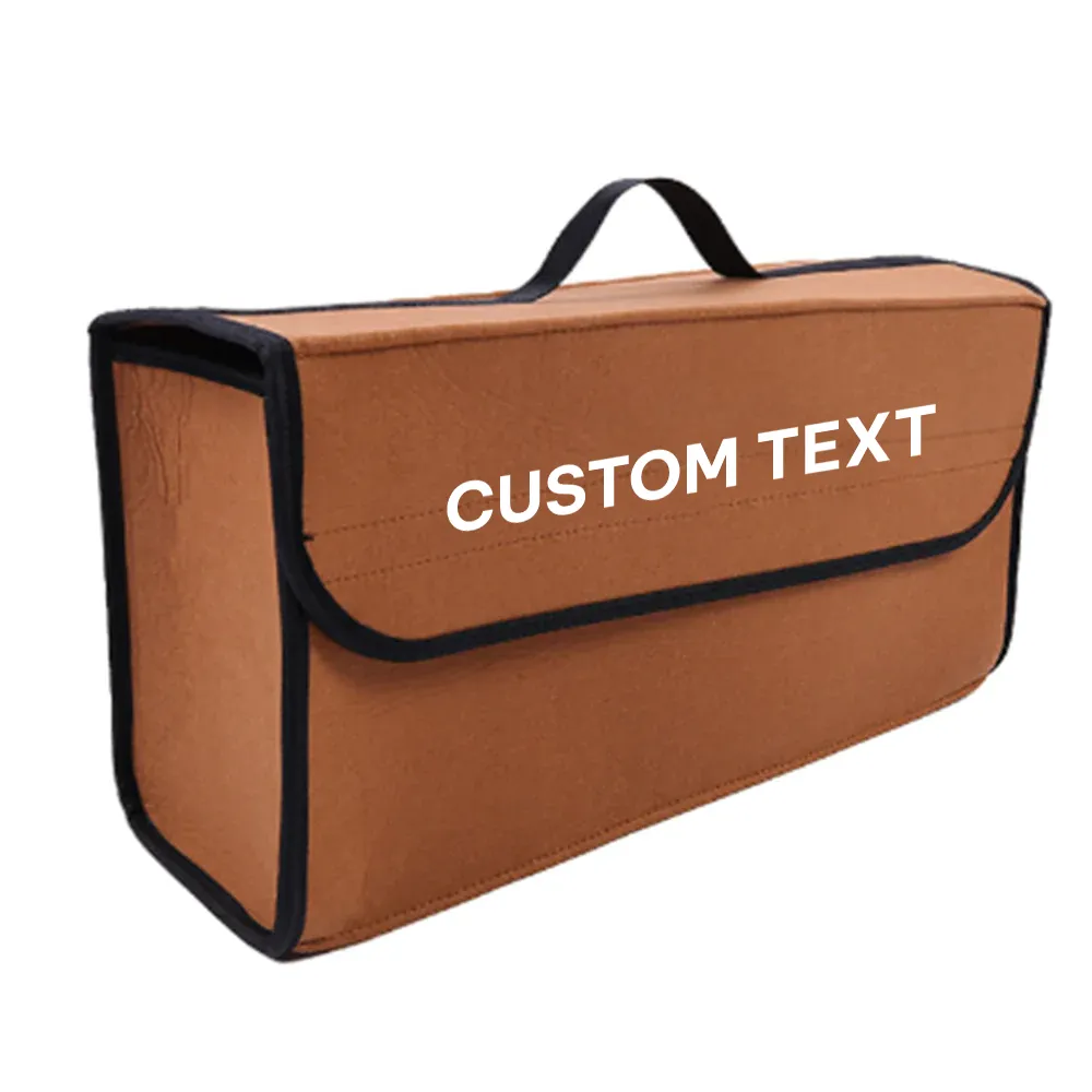 Custom Text For Soft Felt Car Bag Organizer, Compatible with All Cars, Folding Car Storage Box Non Slip Fireproof Car Trunk Organizer NS12990