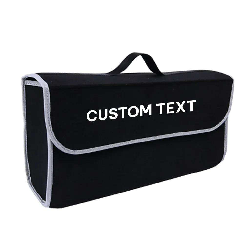 Custom Text For Soft Felt Car Bag Organizer, Compatible with All Cars, Folding Car Storage Box Non Slip Fireproof Car Trunk Organizer NS12990