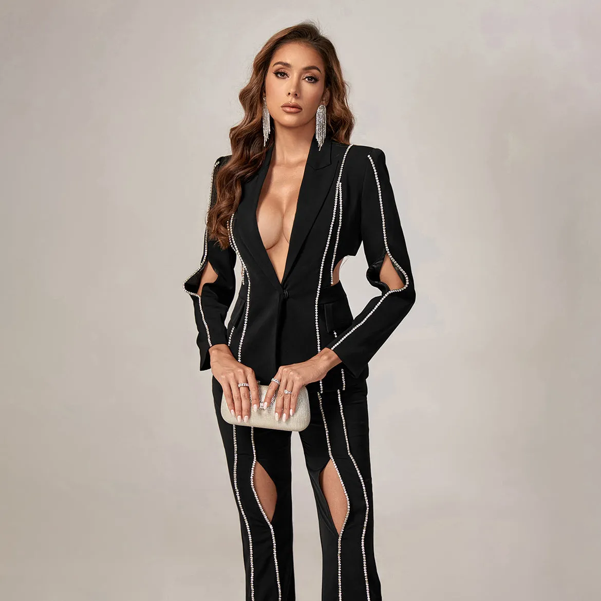 Cut-out Diamonds Decorated Suit