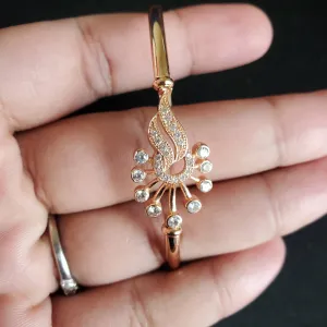 Cz Delicate Kada With Rose Gold Plating