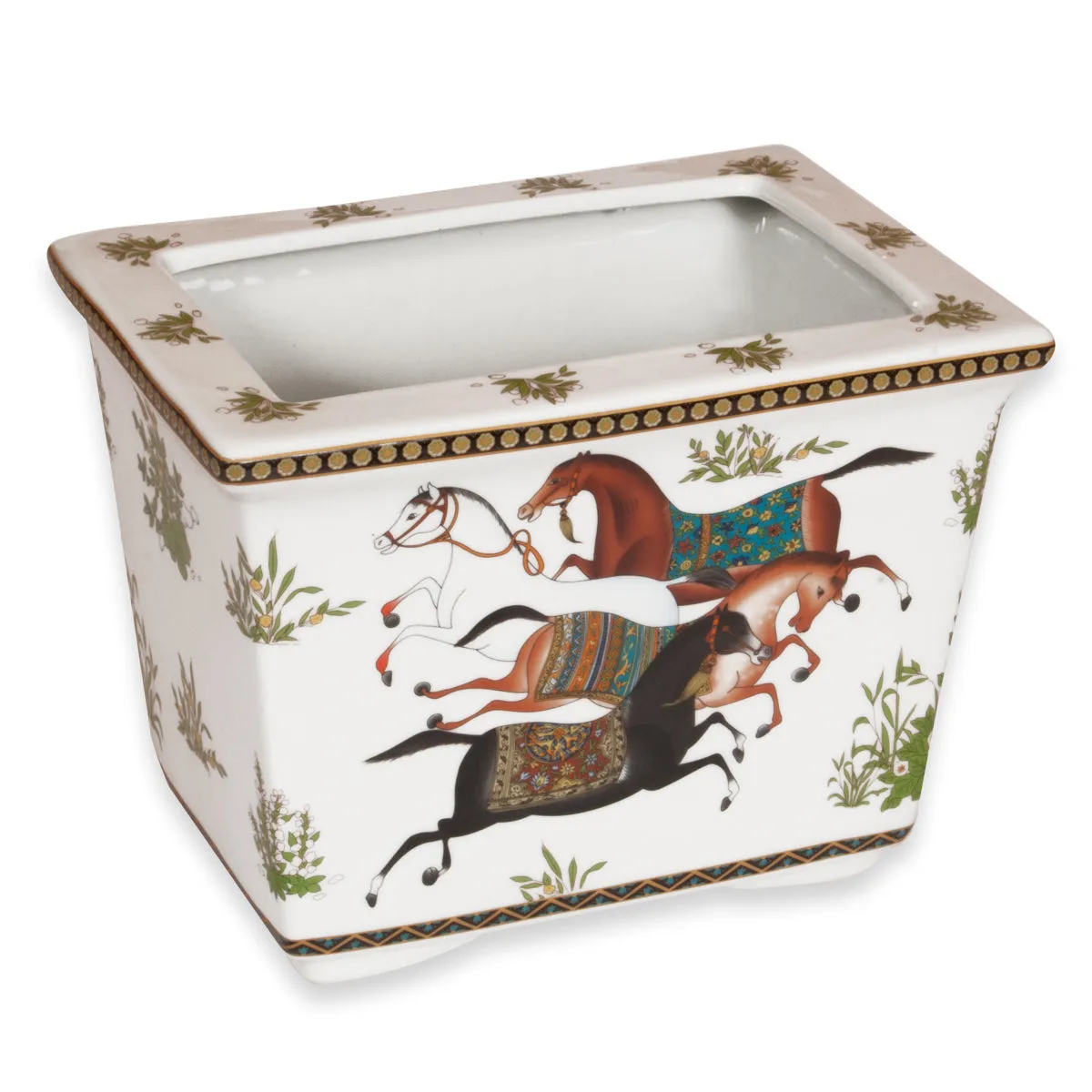 Dancing Horses Porcelain Planter - Medium