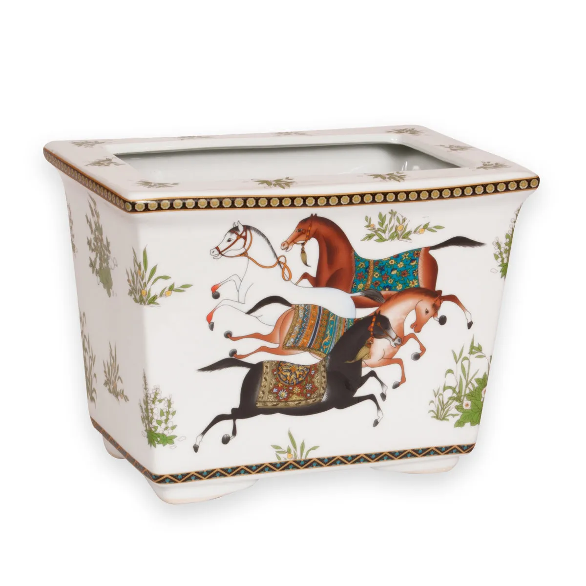 Dancing Horses Porcelain Planter - Medium