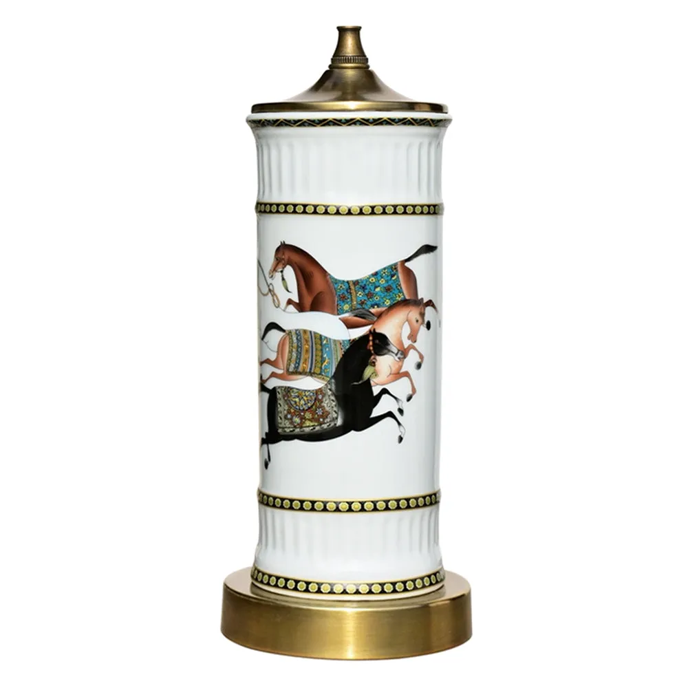 Dancing Horses Porcelain Table Lamp