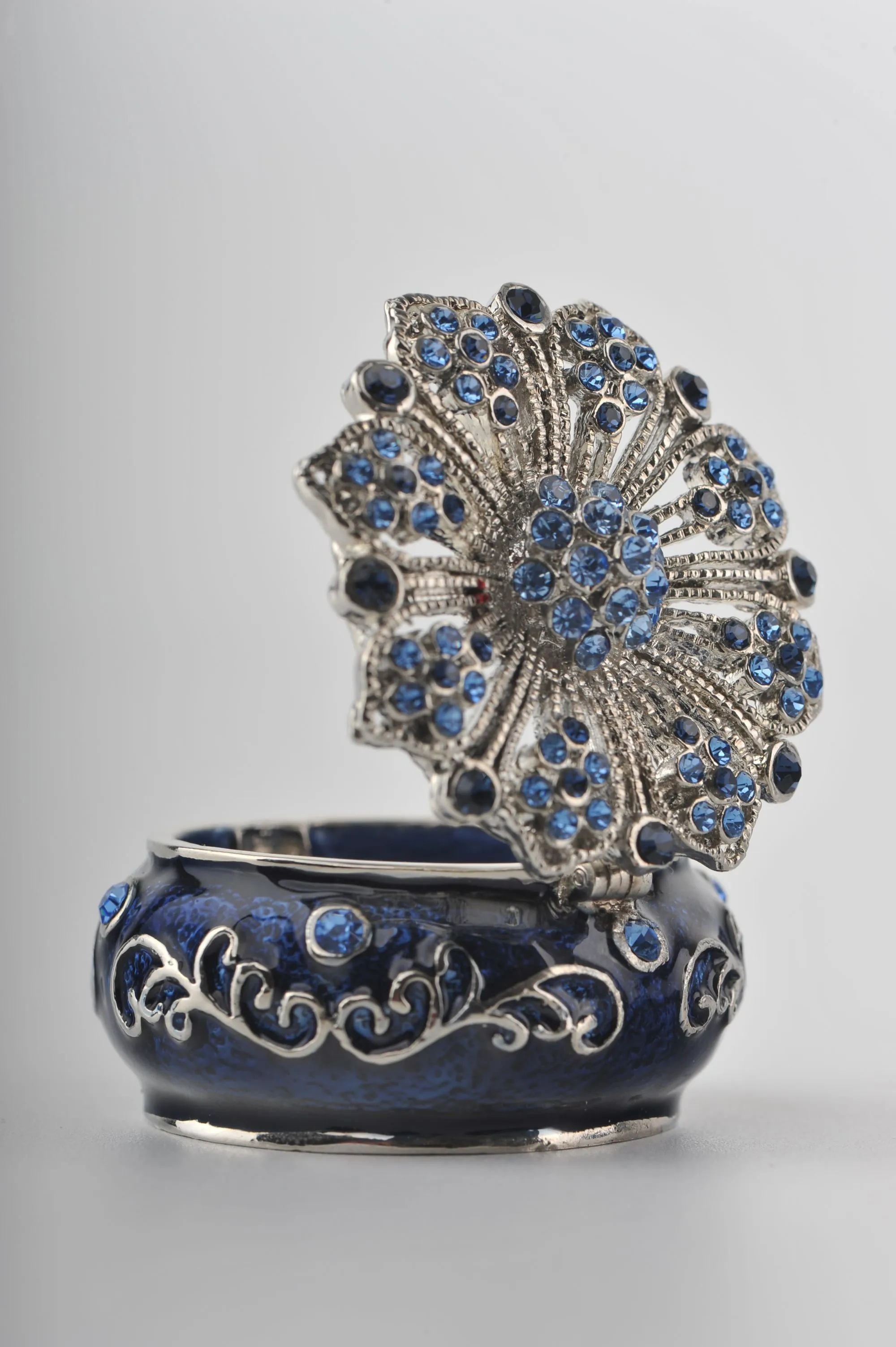 Decorated Blue Trinket Box