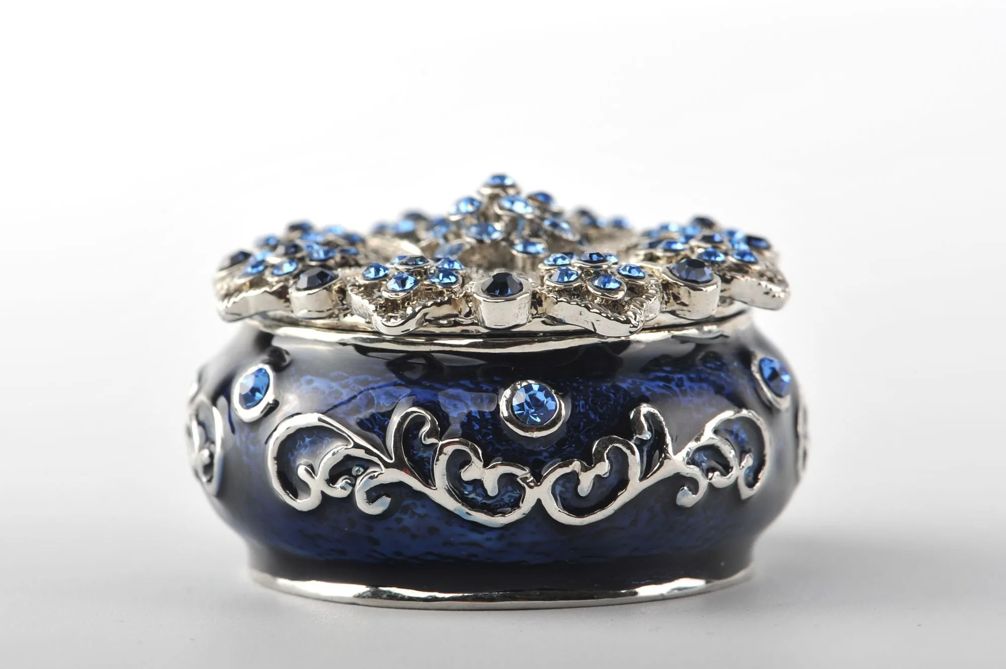 Decorated Blue Trinket Box