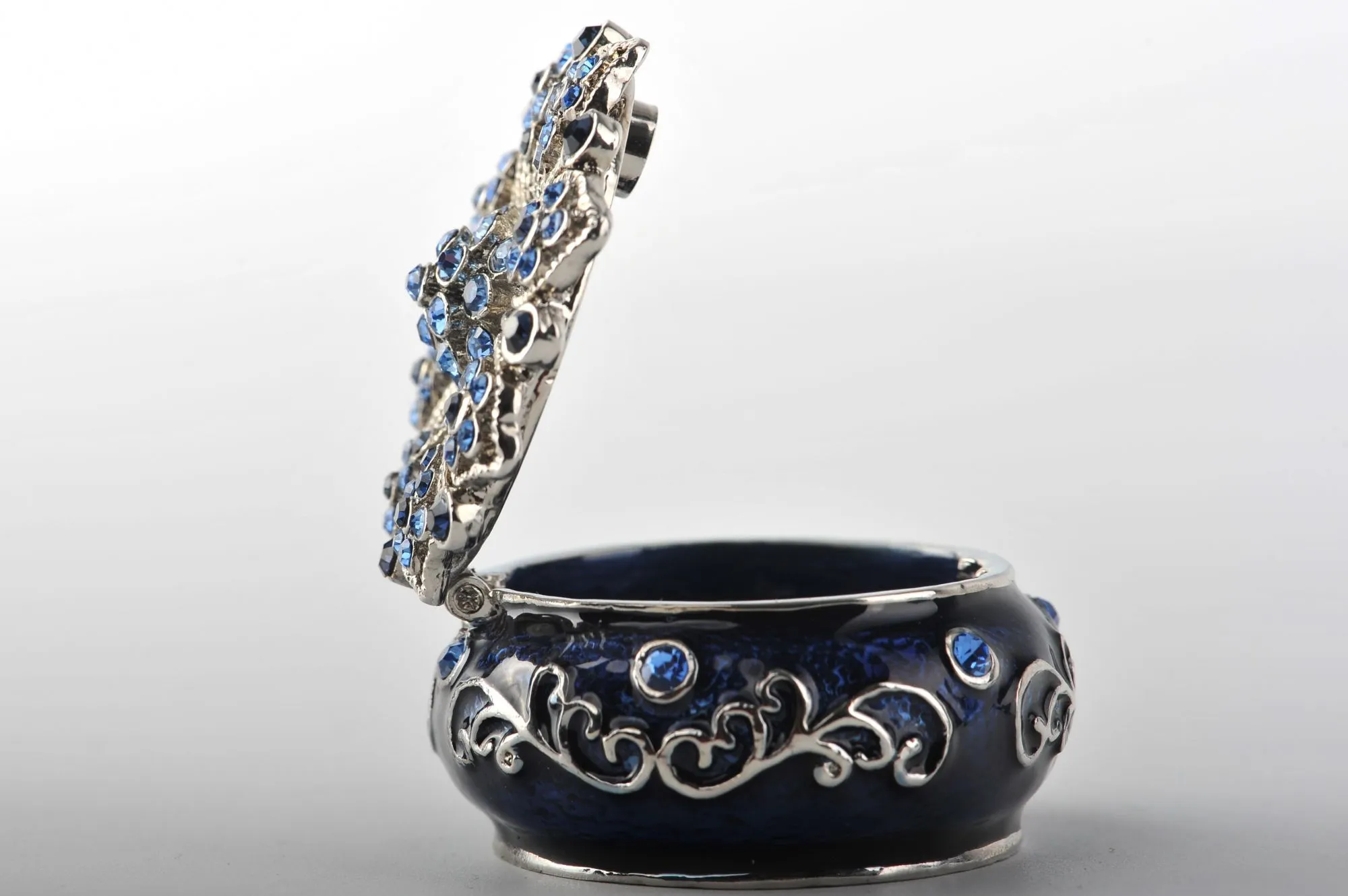 Decorated Blue Trinket Box
