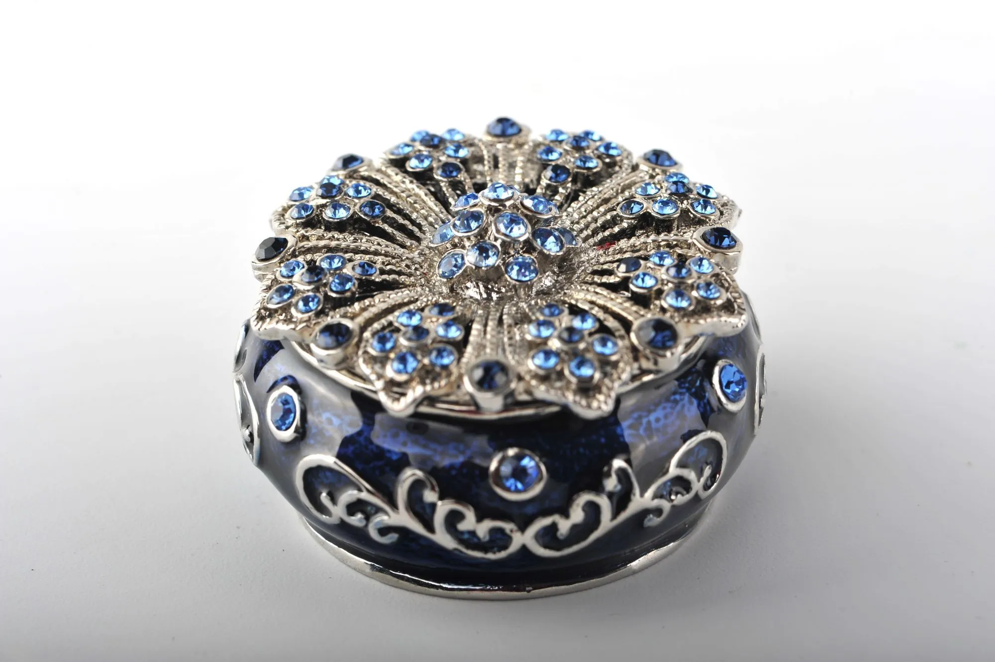 Decorated Blue Trinket Box