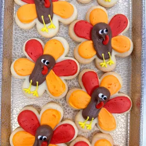 Decorated Flower Turkey Cookie