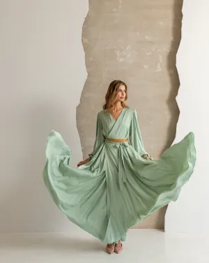 Decorated Wrap Hijabi Dress Long Sleeve