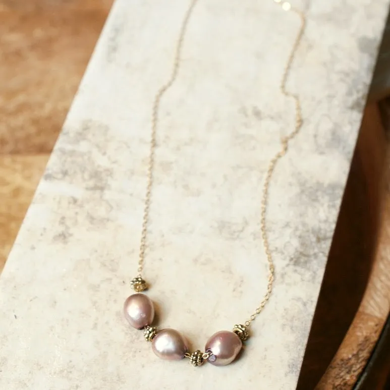 Delicate Baroque Pearl & Gold Necklace