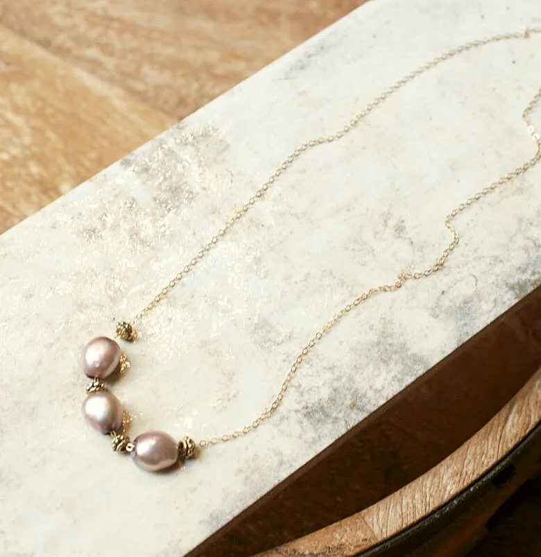 Delicate Baroque Pearl & Gold Necklace