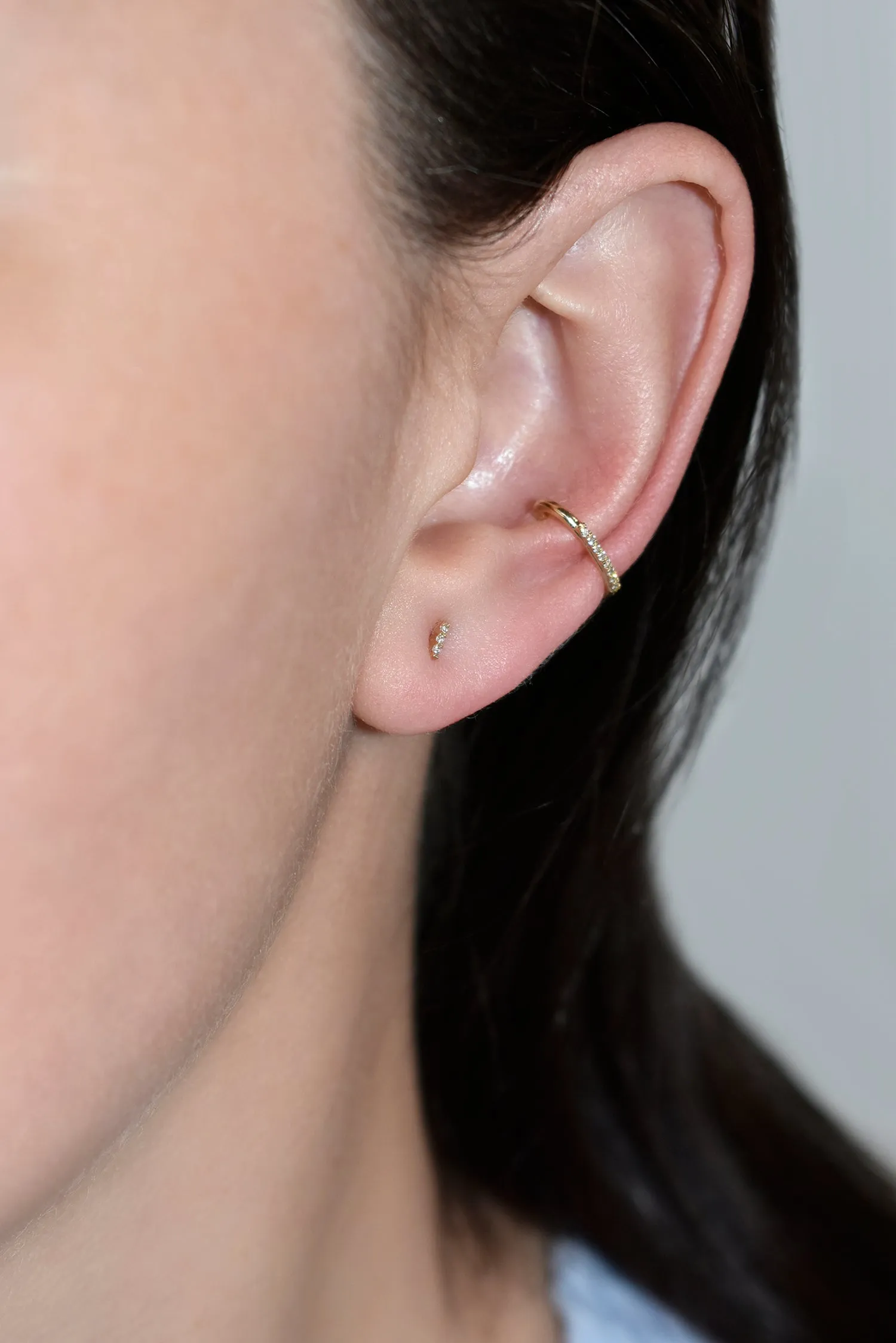 Delicate Black Diamond Brick Stud Earring