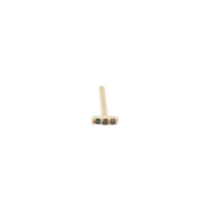 Delicate Black Diamond Brick Stud Earring