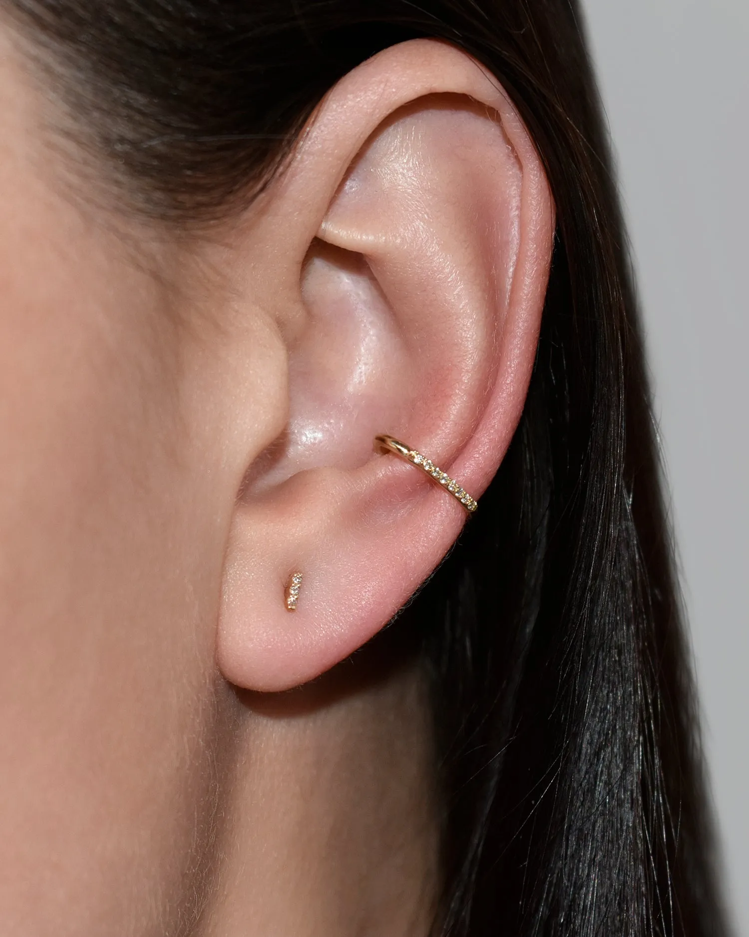 Delicate Black Diamond Brick Stud Earring