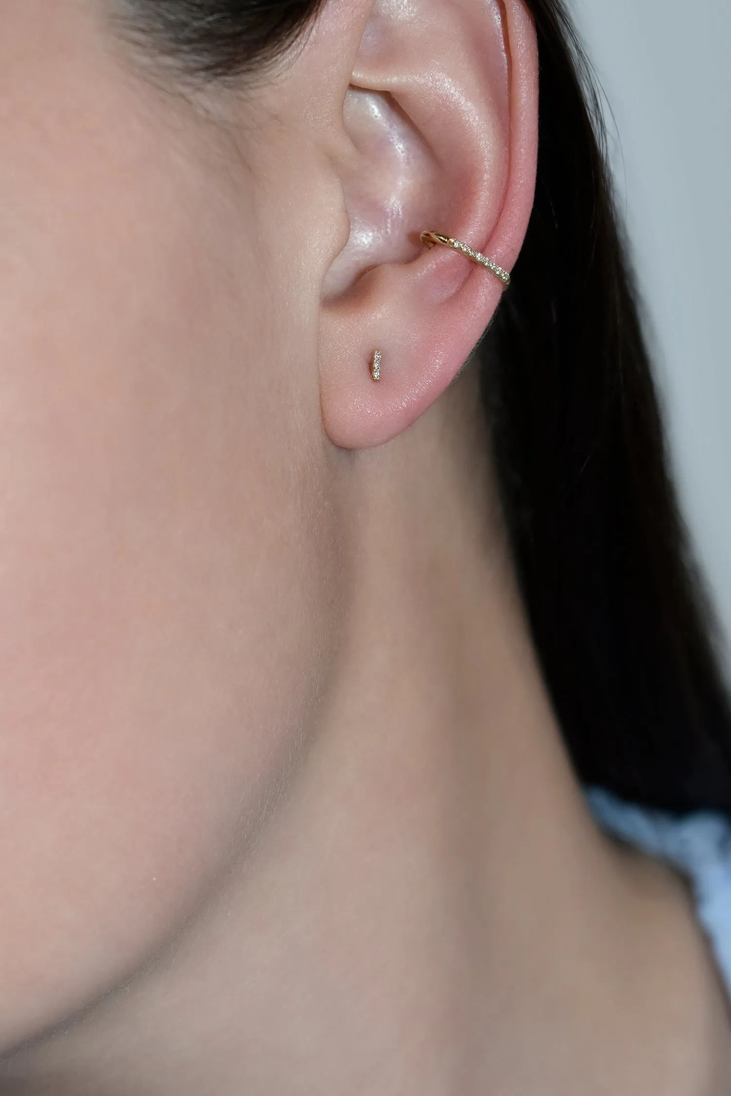 Delicate Black Diamond Brick Stud Earring