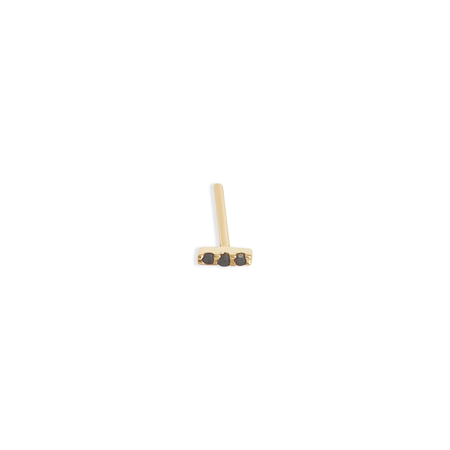 Delicate Black Diamond Brick Stud Earring