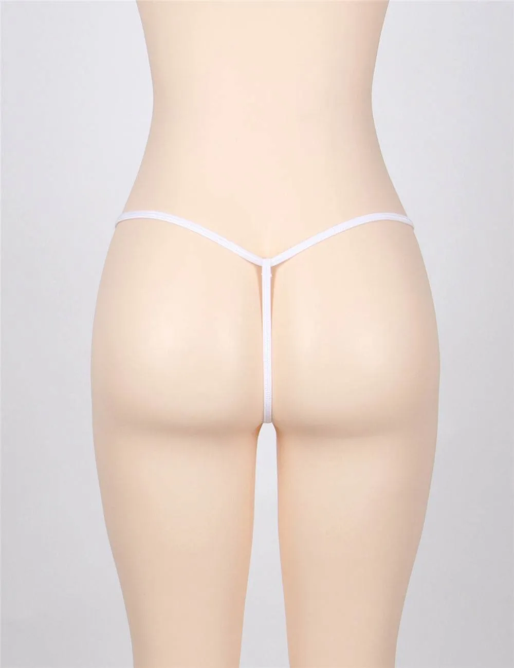 Delicate Crotchless White Floral Lace String