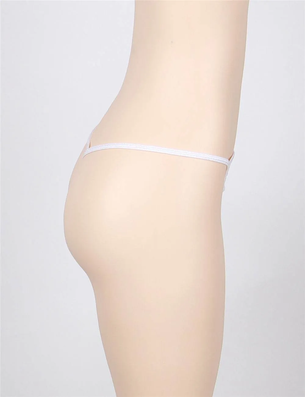 Delicate Crotchless White Floral Lace String