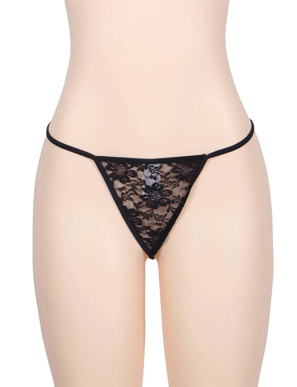 Delicate Crotchless White Floral Lace String
