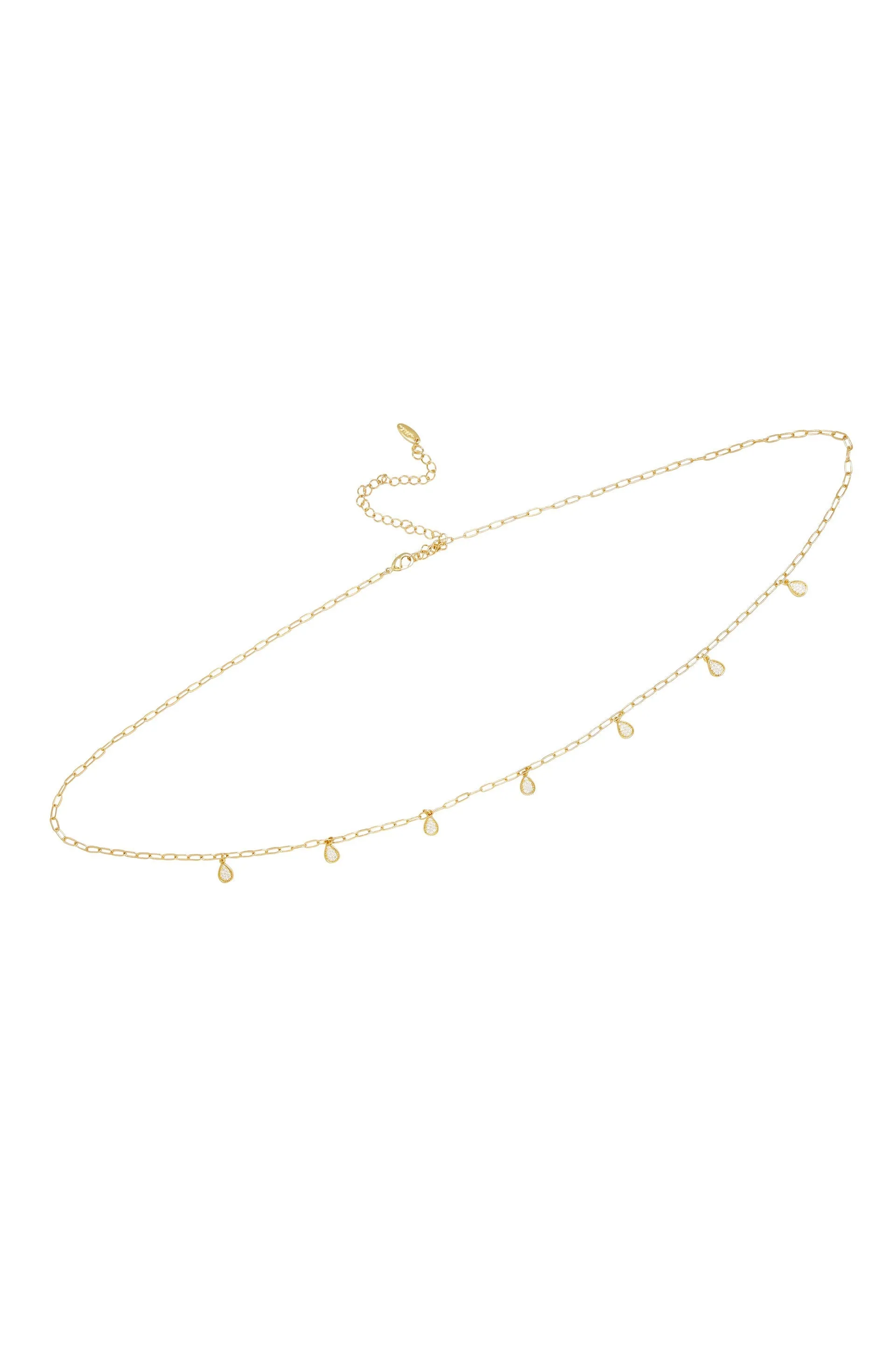 Delicate Crystal Droplet Gold Body Chain