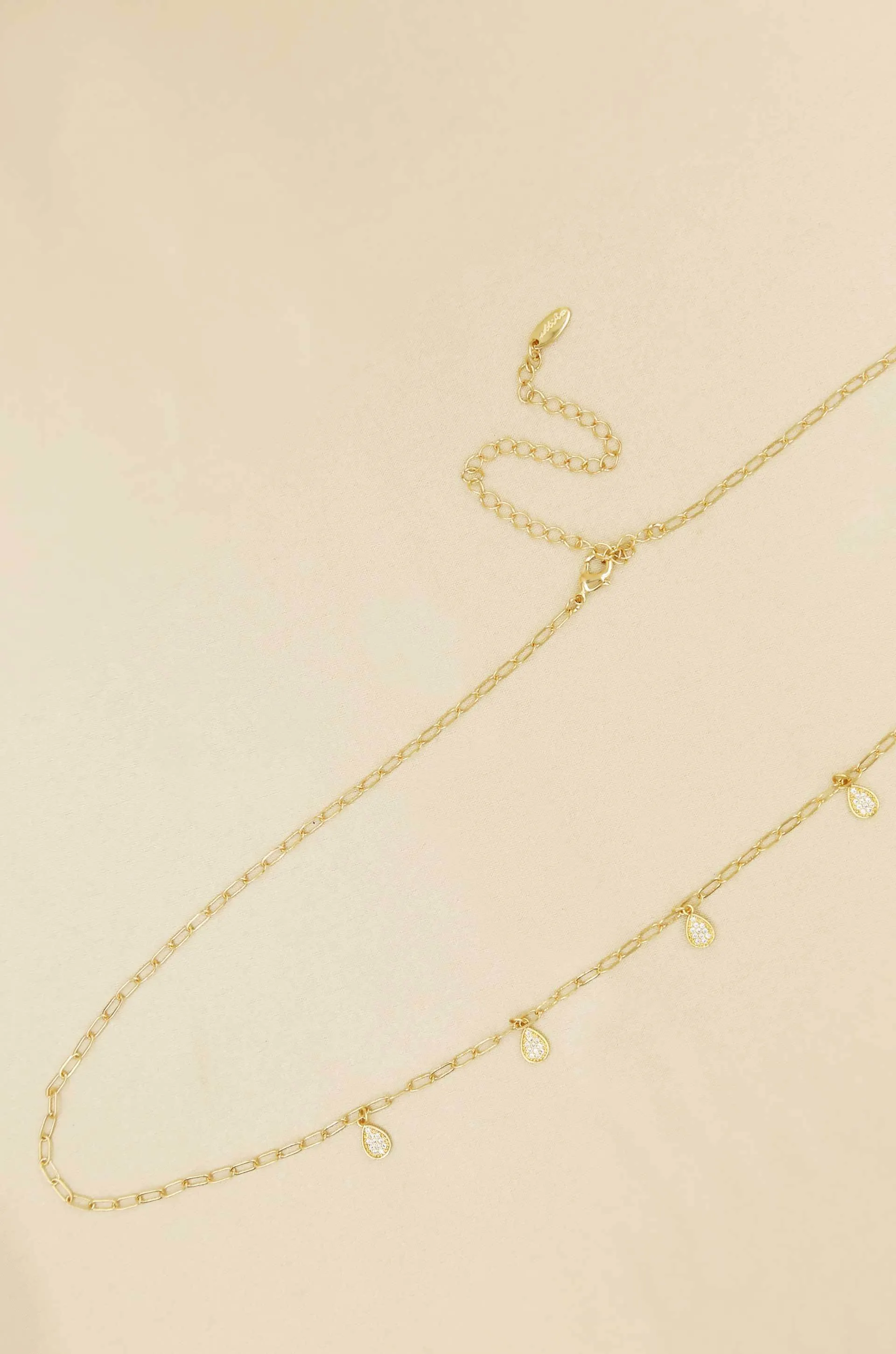 Delicate Crystal Droplet Gold Body Chain