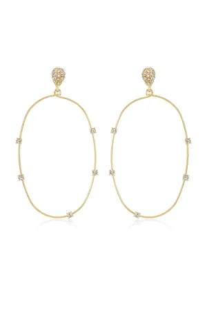 Delicate Crystal Large Oval Hoop Earrings