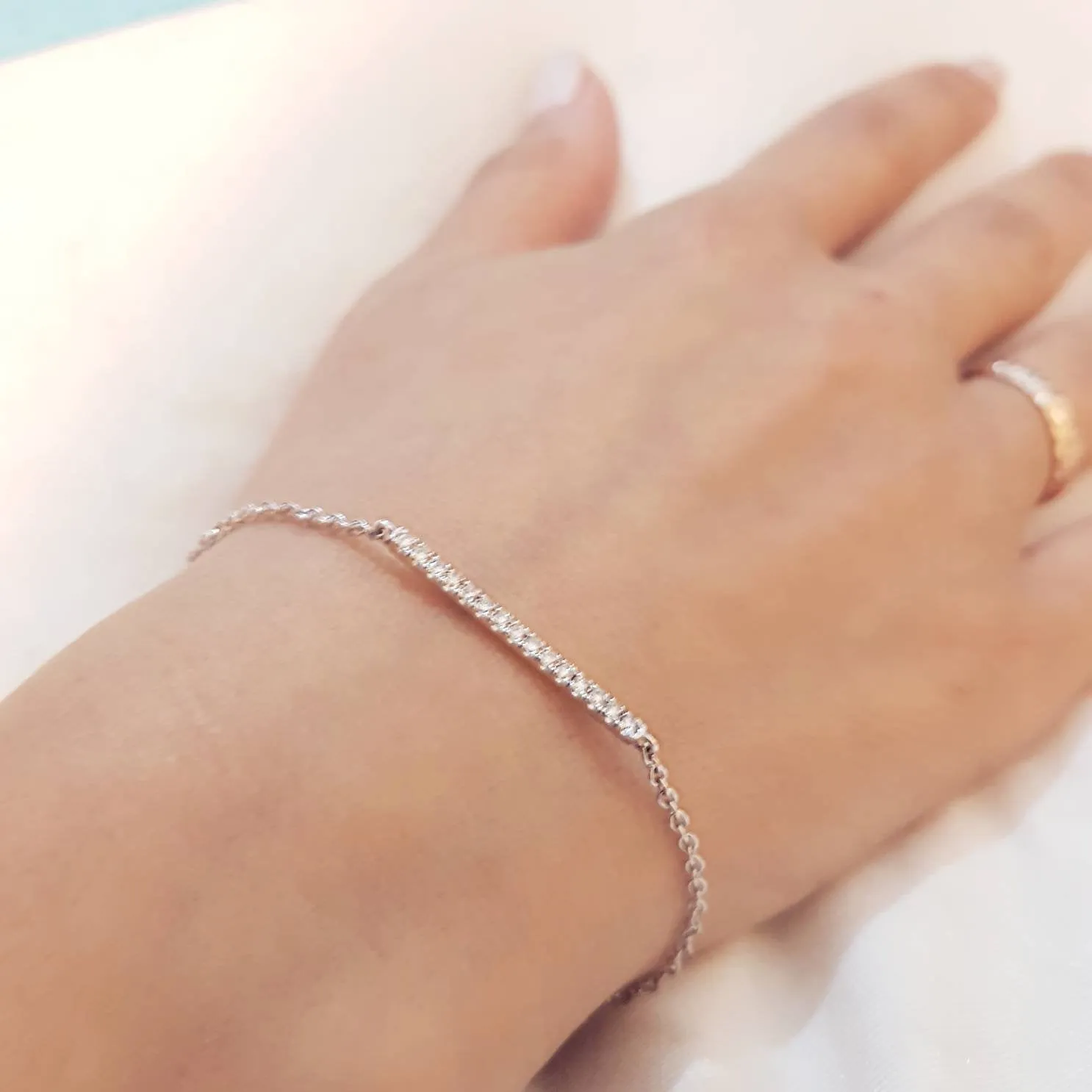 Delicate Diamond Bar Bracelet