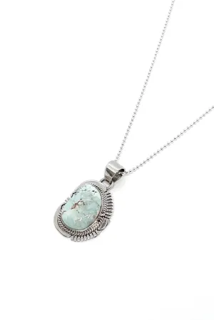 Delicate Dry Creek White Turquoise Sterling Silver Pendant