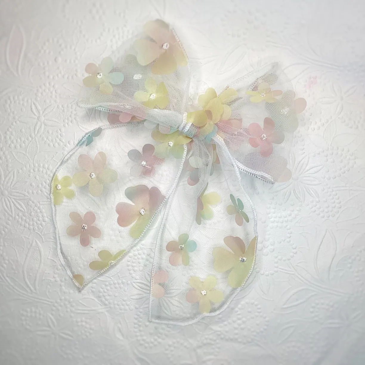 Delicate Floral Organza Pre-Tied Bow Strip Collection