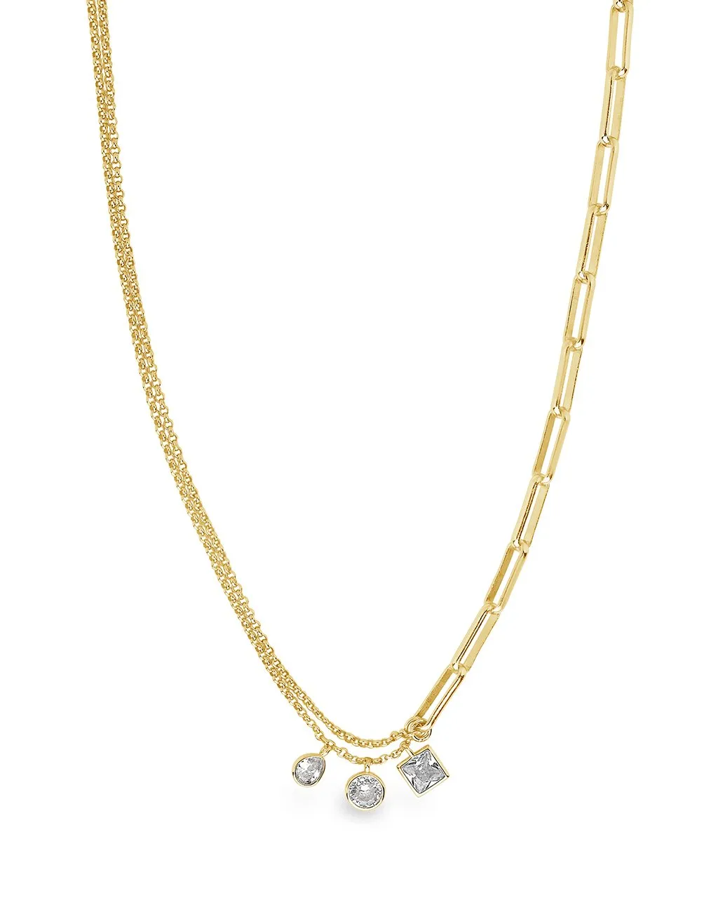 Delicate Link Necklace with CZ Charms