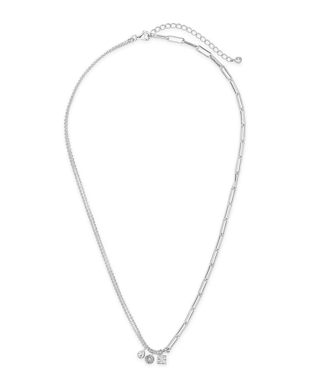 Delicate Link Necklace with CZ Charms