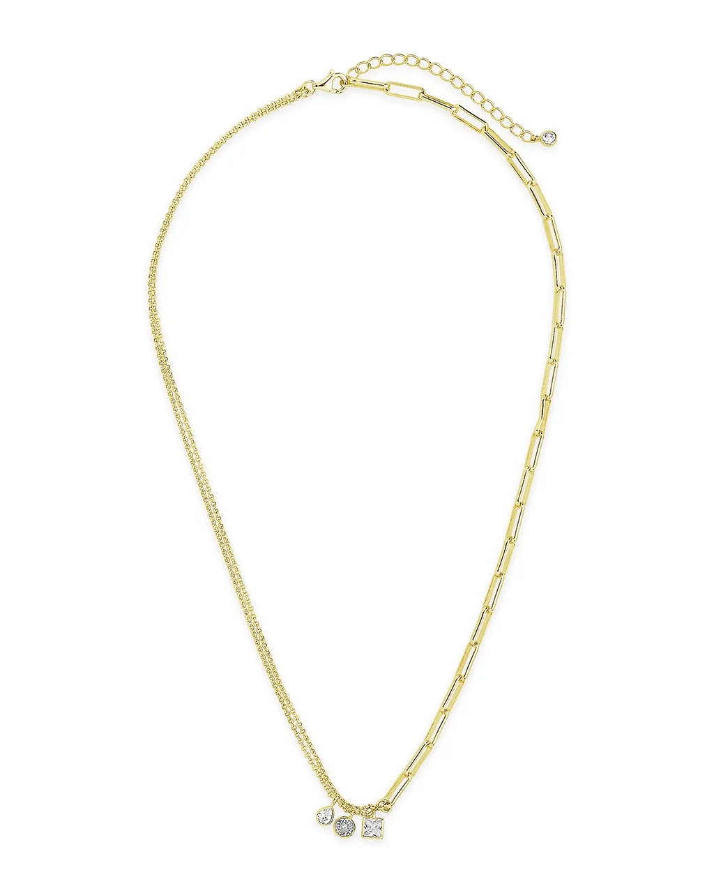 Delicate Link Necklace with CZ Charms