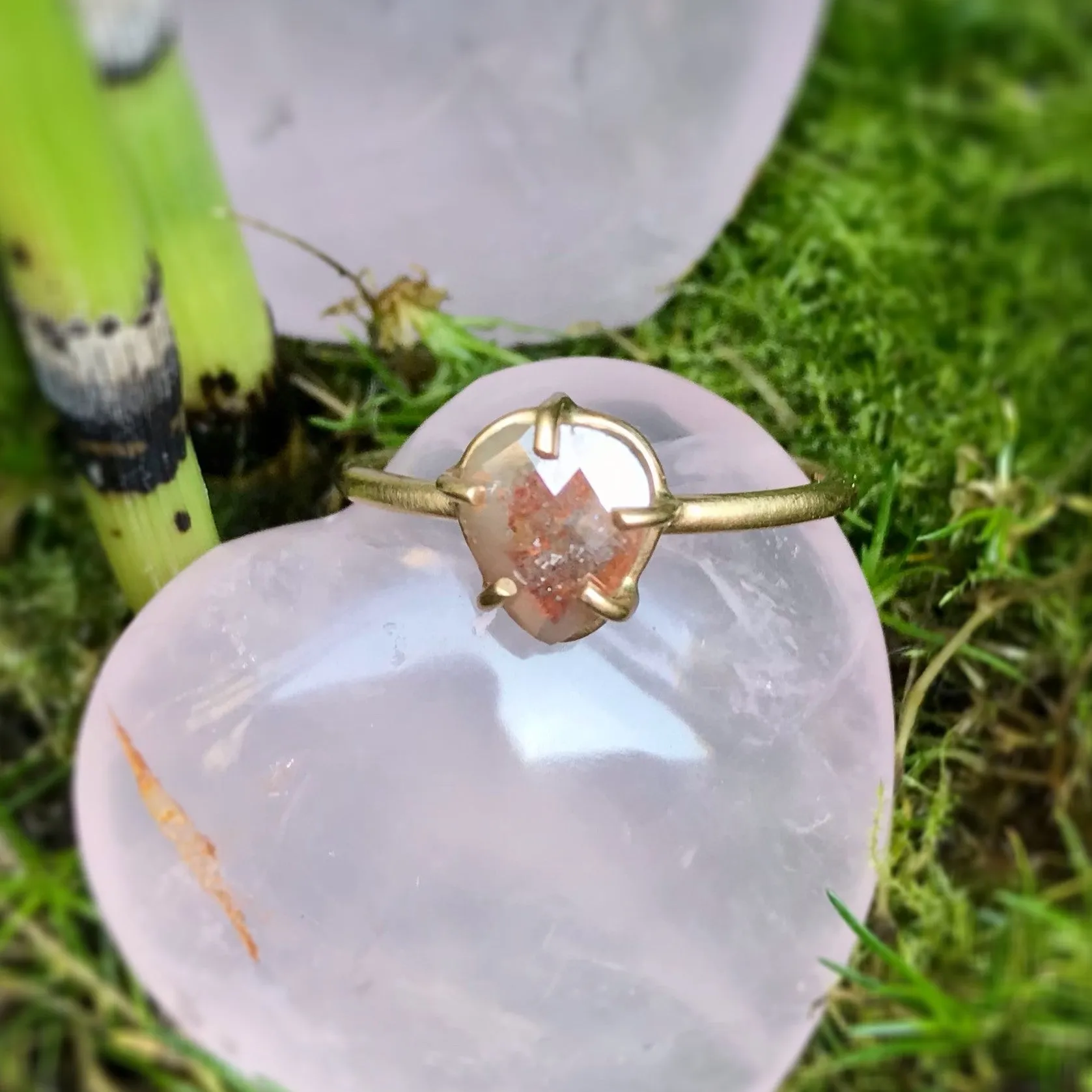 Delicate Pastel Diamond Captured in Gold