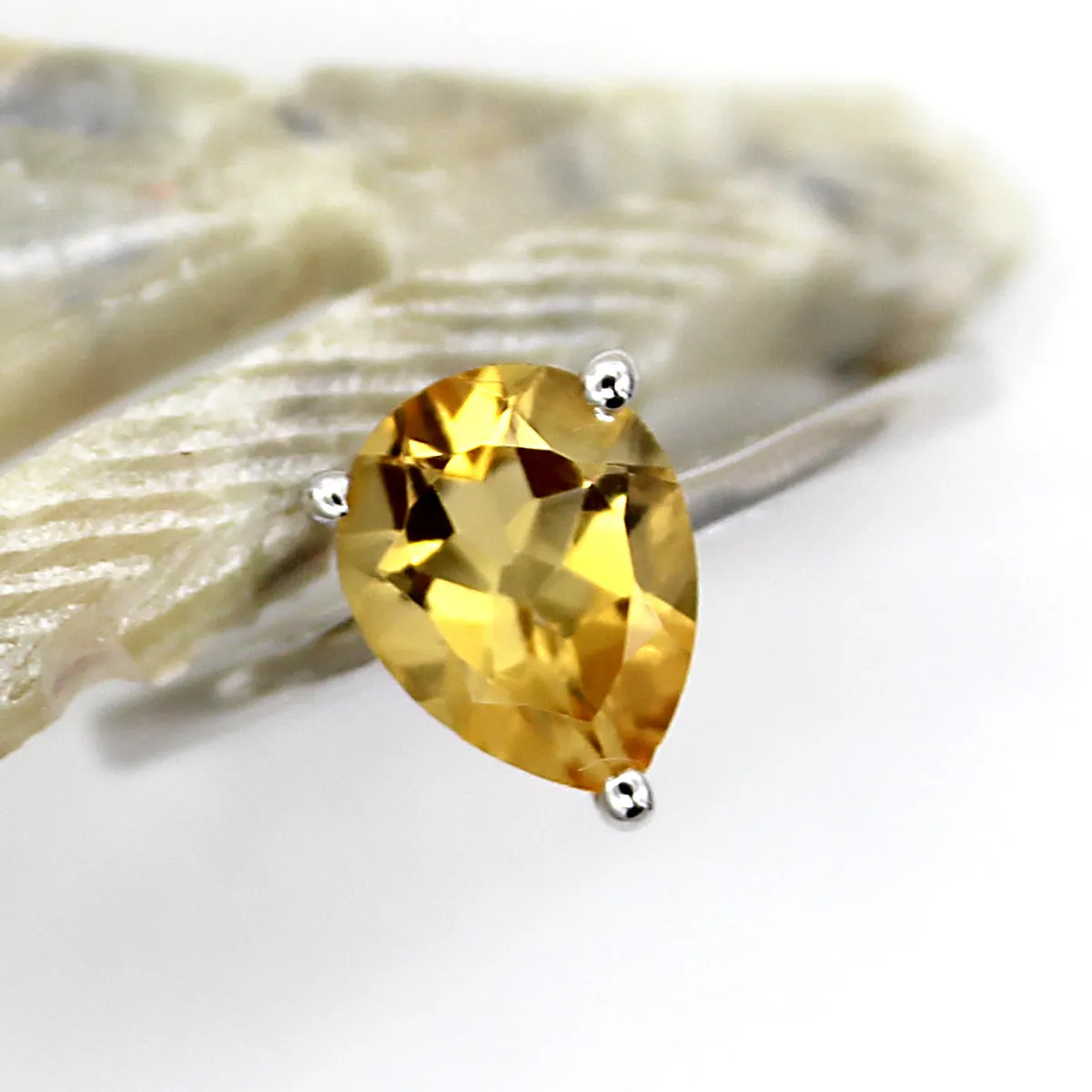 Delicate Pear Shape Citrine Fine Ring