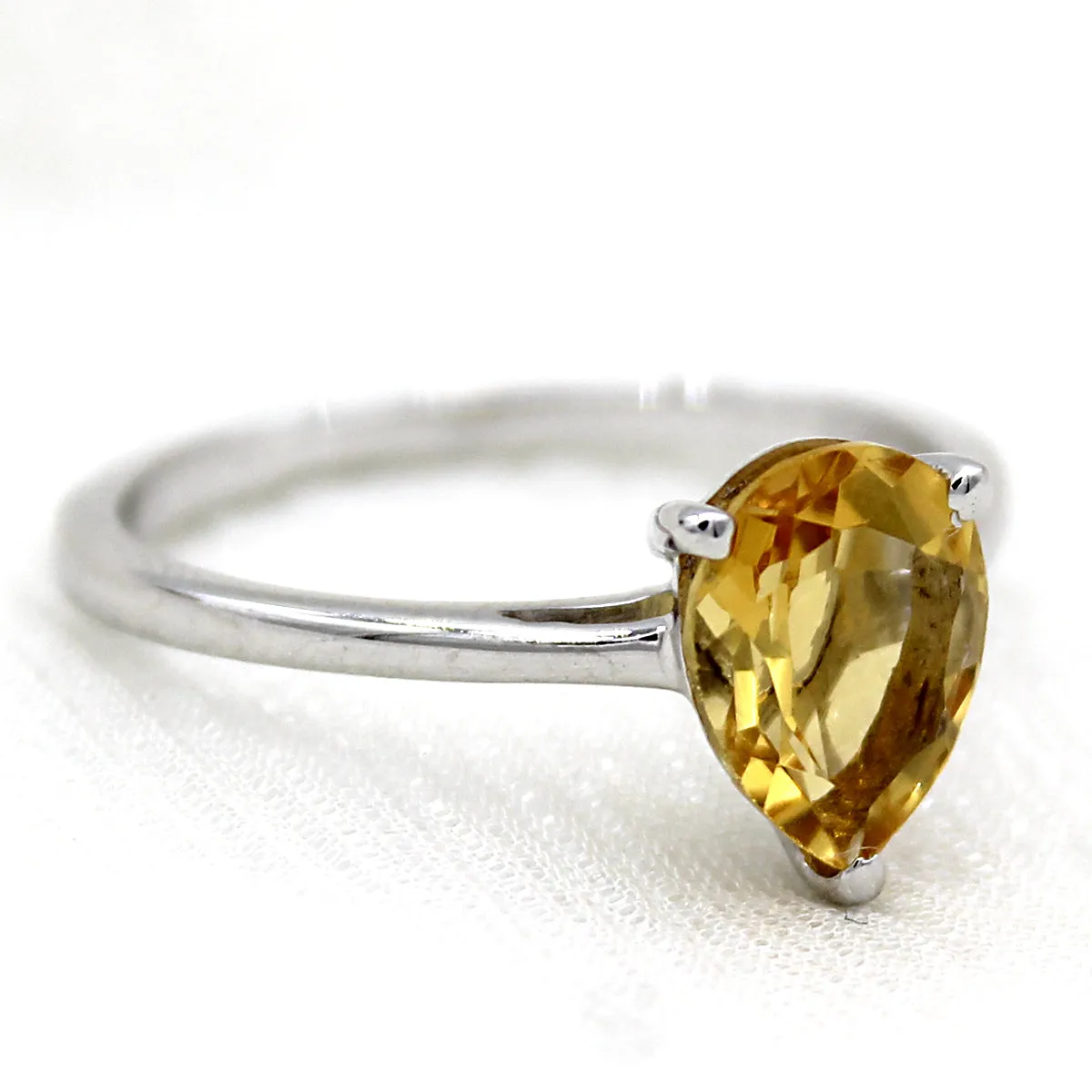 Delicate Pear Shape Citrine Fine Ring