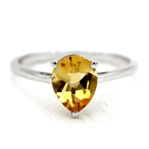 Delicate Pear Shape Citrine Fine Ring