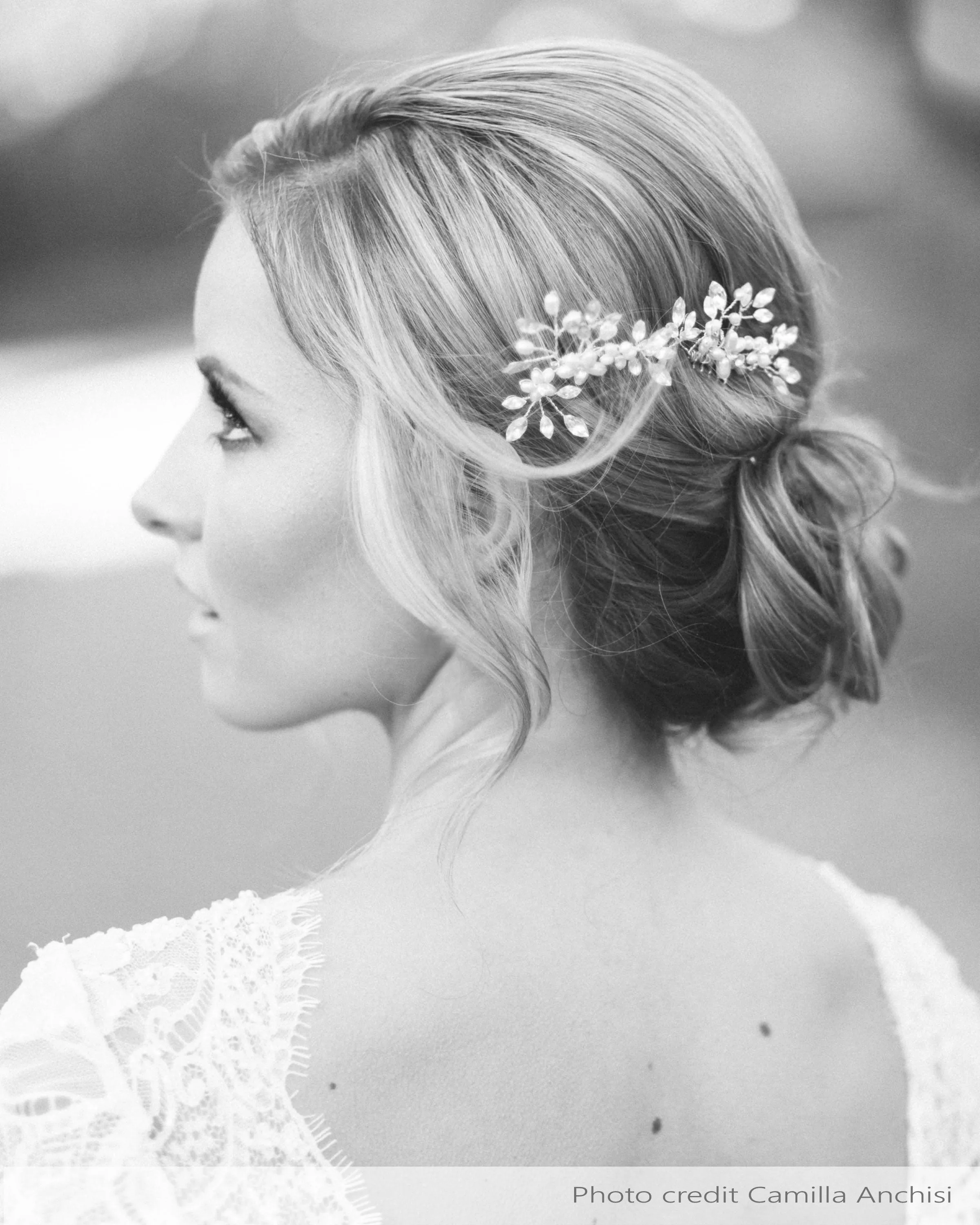 Delicate Pearl & Crystal Combs