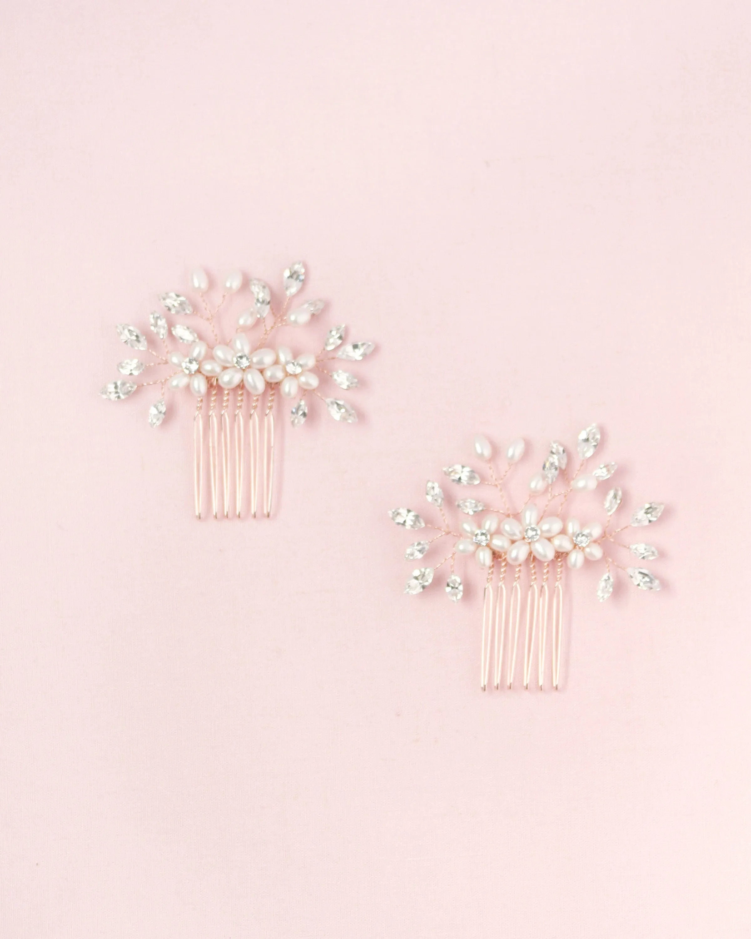 Delicate Pearl & Crystal Combs