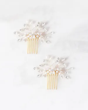 Delicate Pearl & Crystal Combs