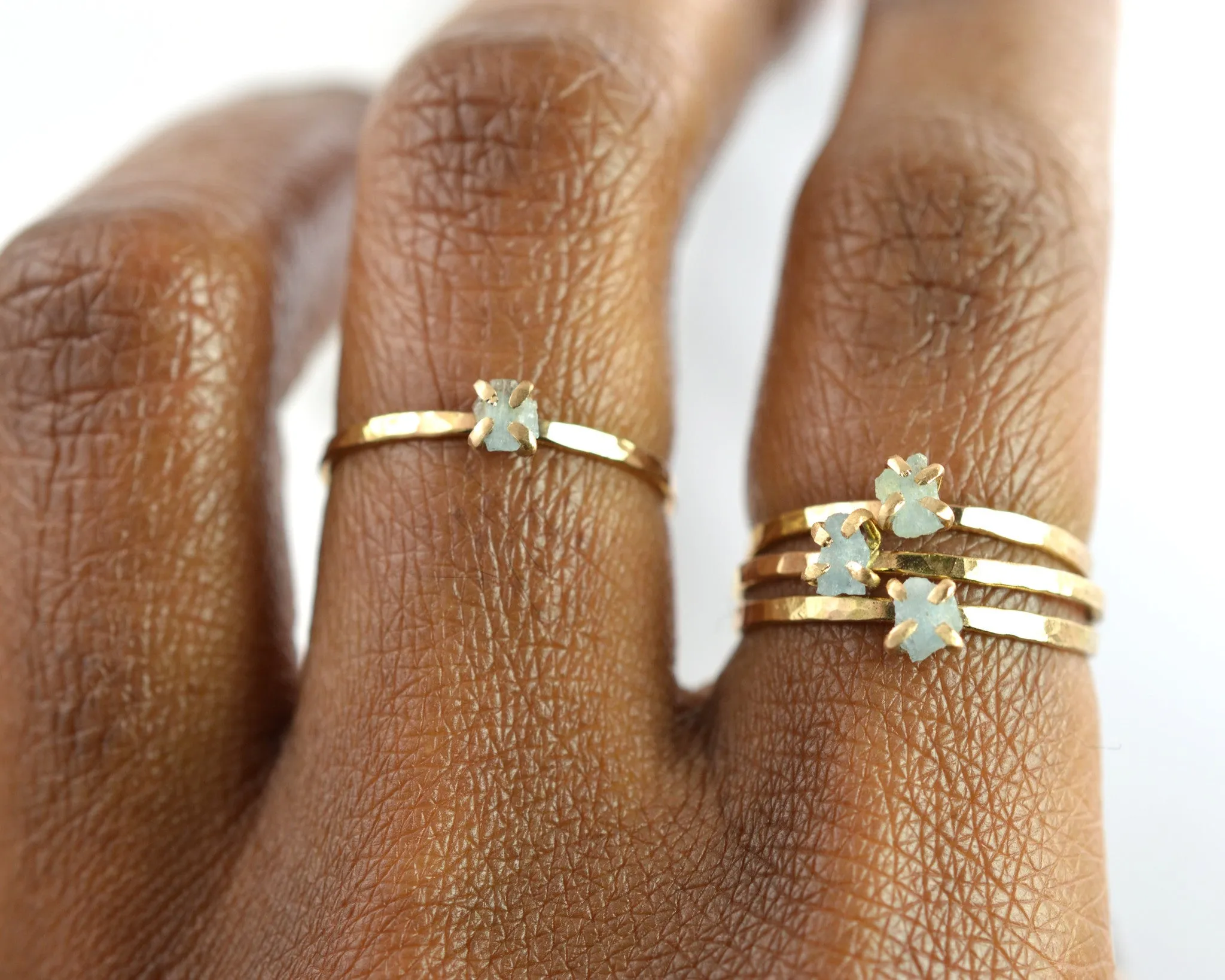 Delicate Raw Aquamarine Ring