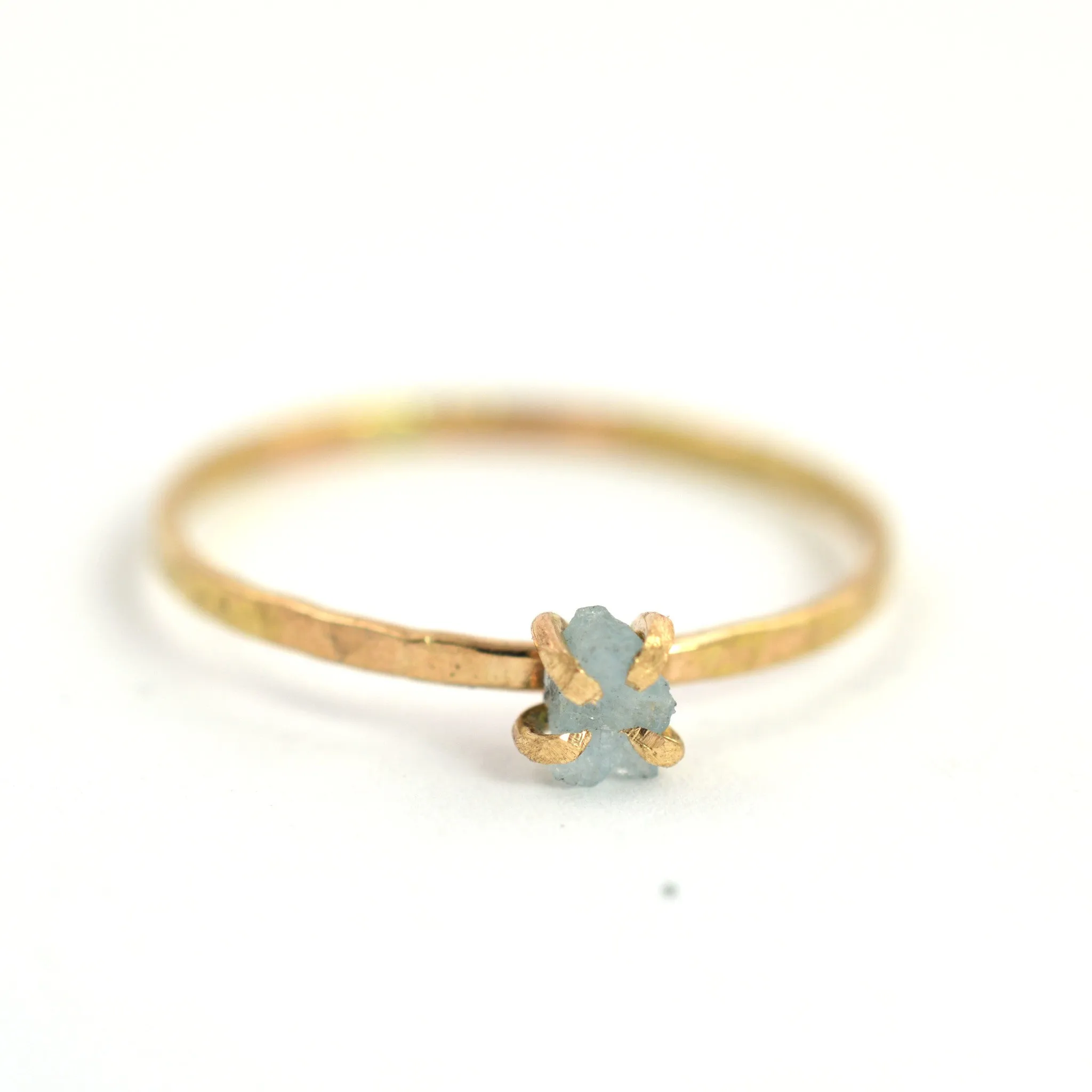 Delicate Raw Aquamarine Ring