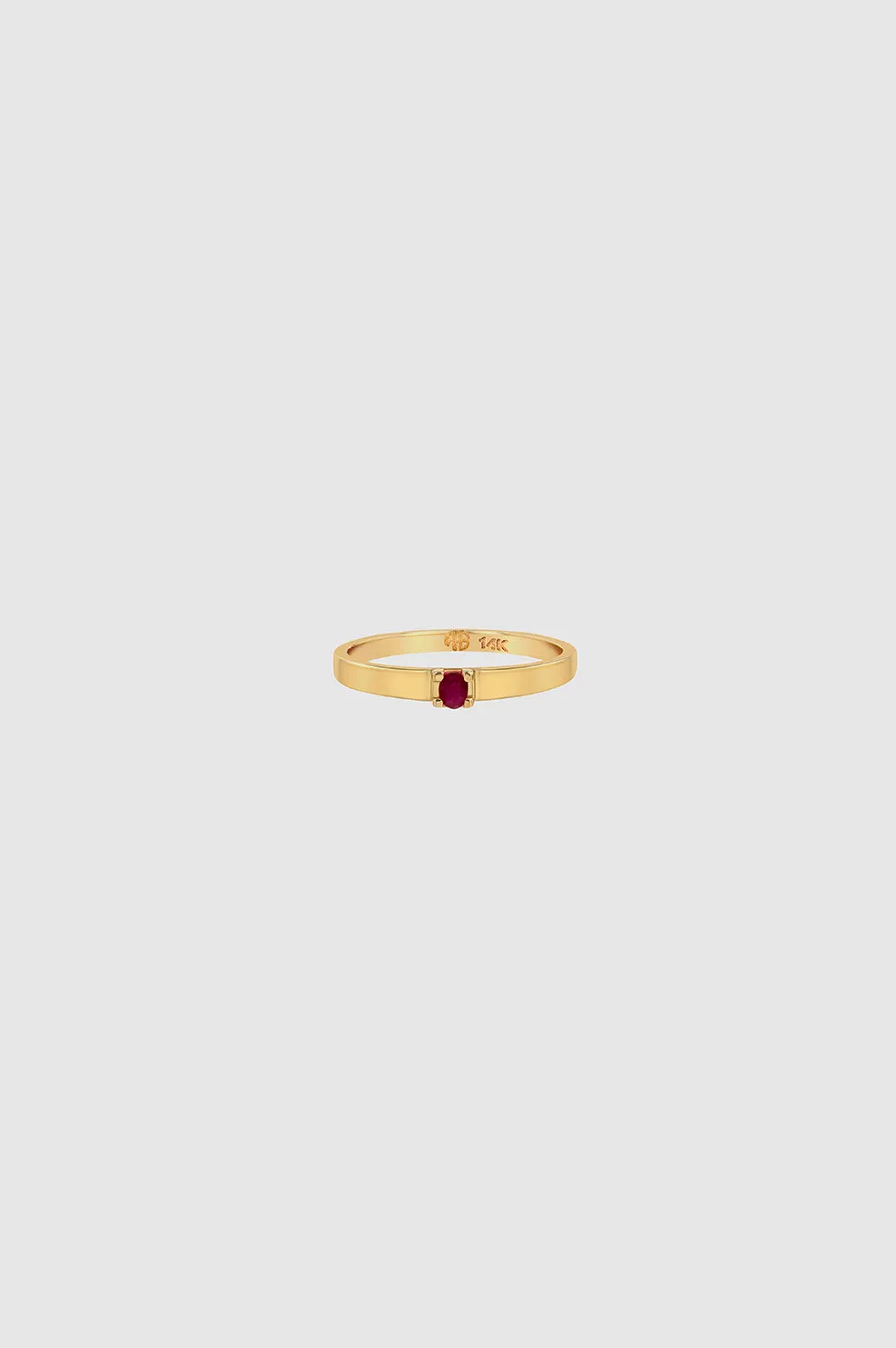 Delicate Ruby Pinky Ring - 14k Gold