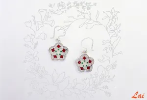 Delicate, small floral enamel earrings