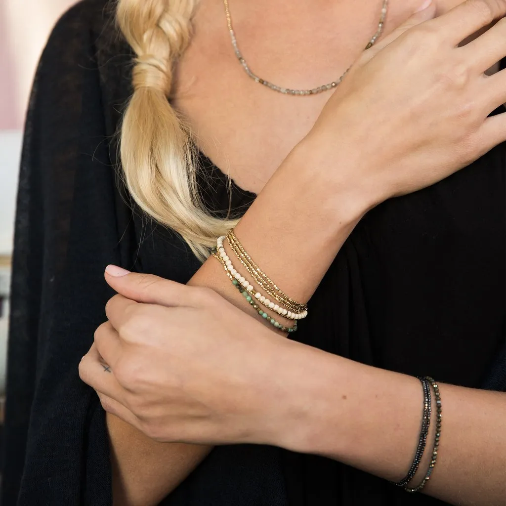 Delicate Stone Stack Bracelet/Necklace: Fluorite
