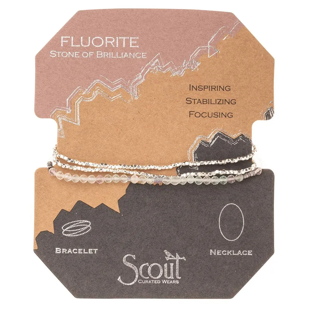 Delicate Stone Stack Bracelet/Necklace: Fluorite