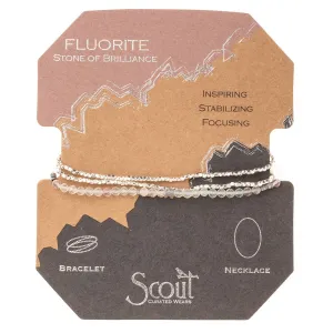 Delicate Stone Stack Bracelet/Necklace: Fluorite