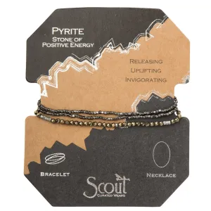 Delicate Stone Stack Bracelet/Necklace: Pyrite